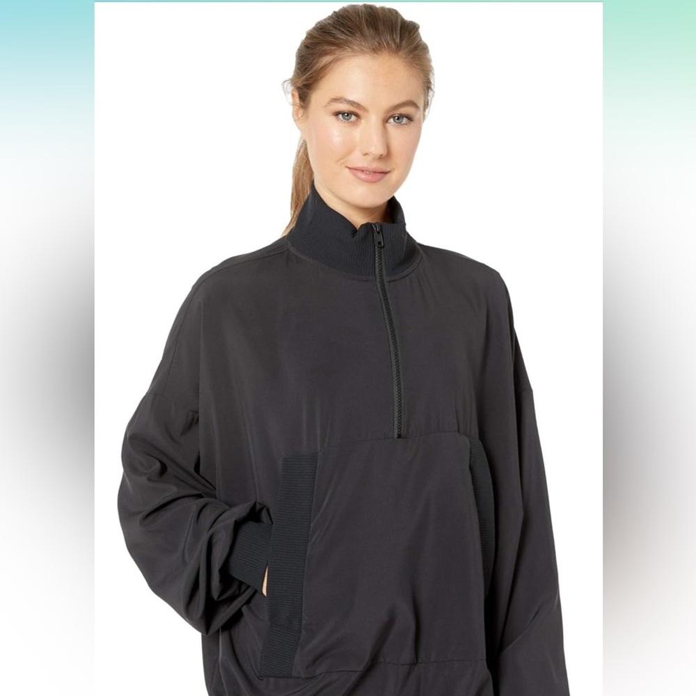 Alo Yoga womens City Girl Track Pullover Jacket, Black, Size XS